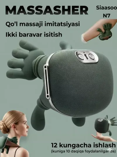 Premium isitishli massajor 40-45°C sun'iy qo'l effekti bilan — to'liq tana uchun 3 rejimli biomimetik massaj qurilmasi